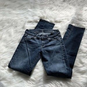 7 for All Mankind Womens 26 Straight Leg Blue Jeans Denim Wash